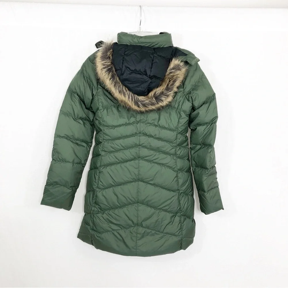NEW Marmot Montreal Removable Faux Faux Down Long Winter Coat, Size XS, Green